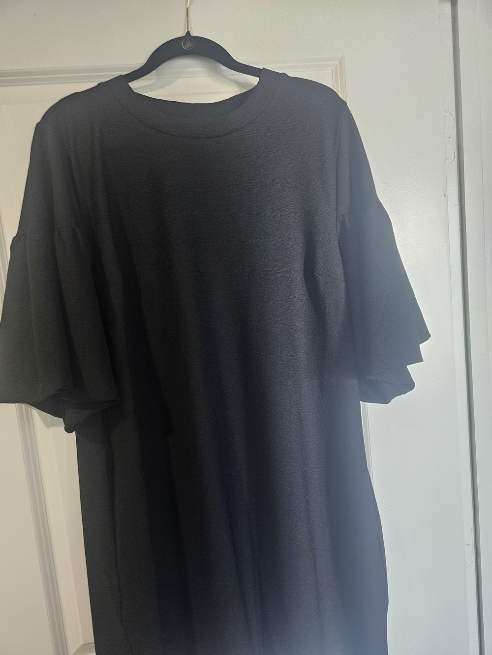 City Chic Black Short Sleeve Dress with Ruffle Sleeves